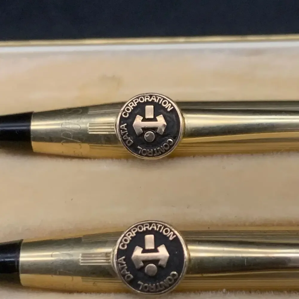 CROSS 12KT GF Control Data Corporation Gold Pen & Pencil Original Box Vintage